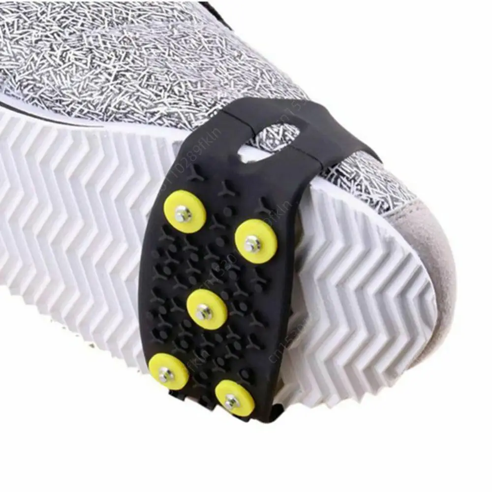 1 Pairs 5-Stud Snow Ice Claw Anti Slip Climbing Crampons Grips Unisex Shoes Boots Covers Outdoor Chain Shoe Spikes for Winter