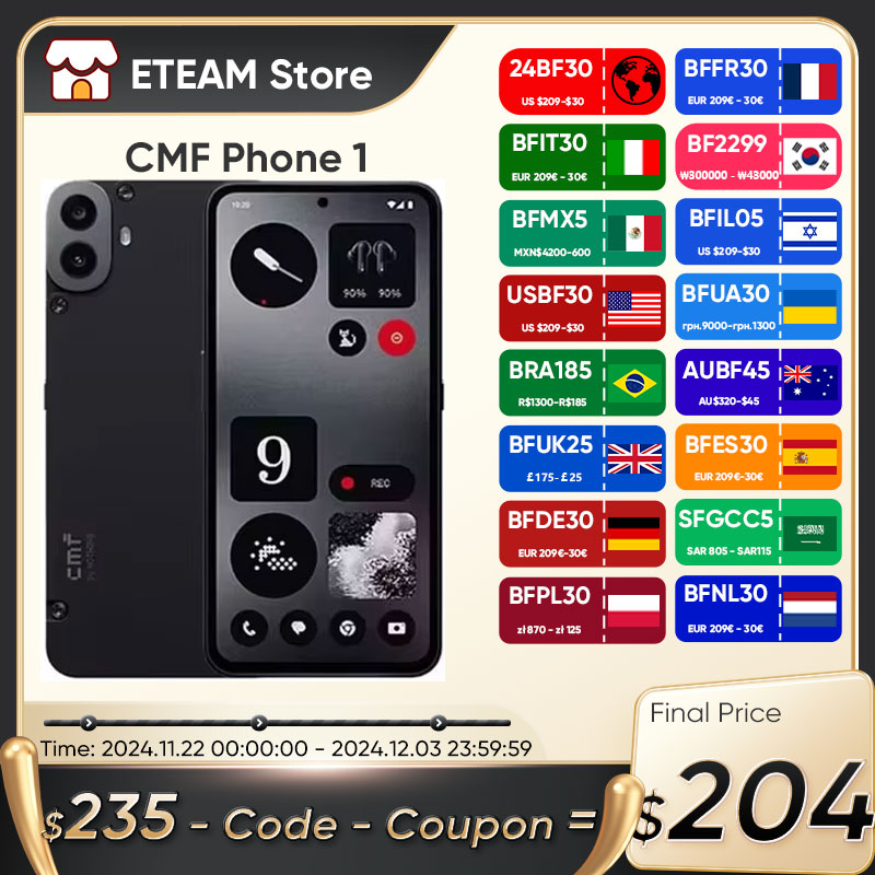 Global Version Nothing CMF Phone 1 6.67â 120Hz AMOLED display Mediatek Dimensity 7300 Dual 50MP 5000mAh 33W Charge Smartphone