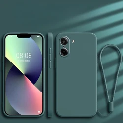 Liquid Silicone Lanyard Case with Soft Candy Protection Bumper Cover for OnePlus Ace 5 Racing (Dark green)