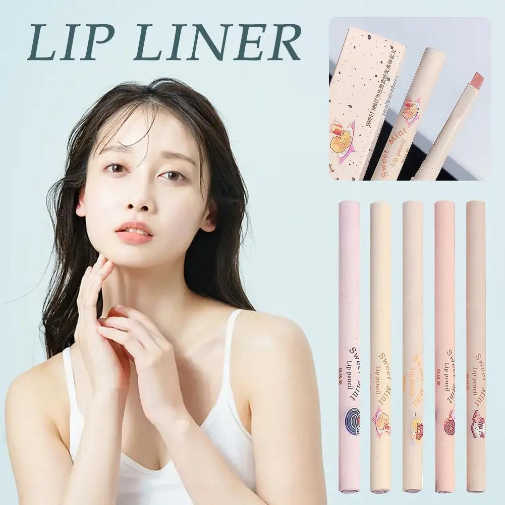 

5 Colors Matte Lip Liner Lipstick Pen Sexy Non Stick Smooth Waterproof Soft Wooden Long Velvet Lipliner Cup Lasting Lipline I2Y3