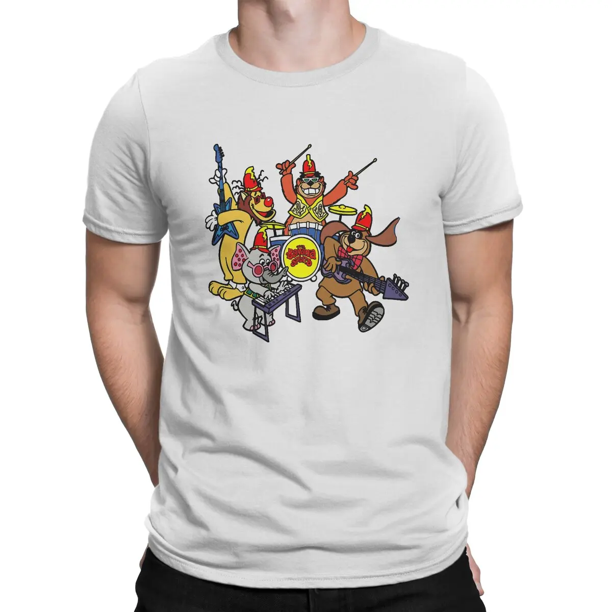 thumbnail image 1 of Camiseta de manga corta de algodón con cuello redondo y dibujos animados de Banana Splits para hombre, ideal como regalo., 1 of 7