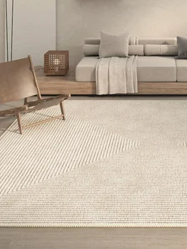 Living Room Carpet Large Beige Machine Washable Rug for Bedroom Bedside Floor Mat Striped Lines Minimalist Home Decoration Rugs