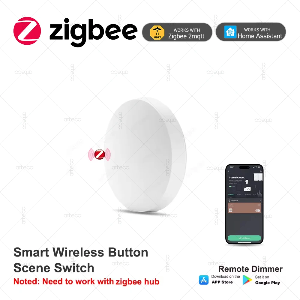 Tuya Zigbee Button wireless scene switch Remote Controller Automation Scenario On Off Key Works With Home Assistant Z2Mqtt