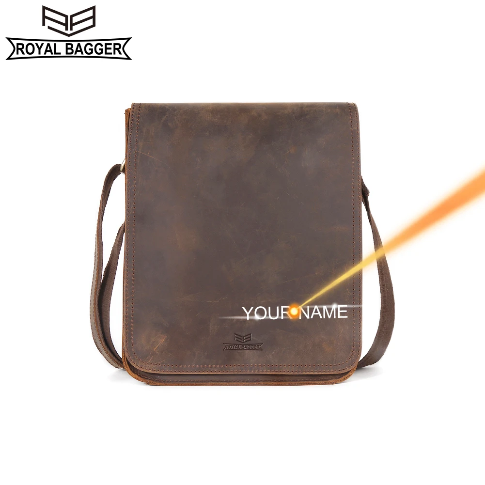 

Royal Bagger Shoulder Crossbody Bags for Men Crazy Horse Leather Business Vintage Messenger Bag Genuine Cowhide 1372