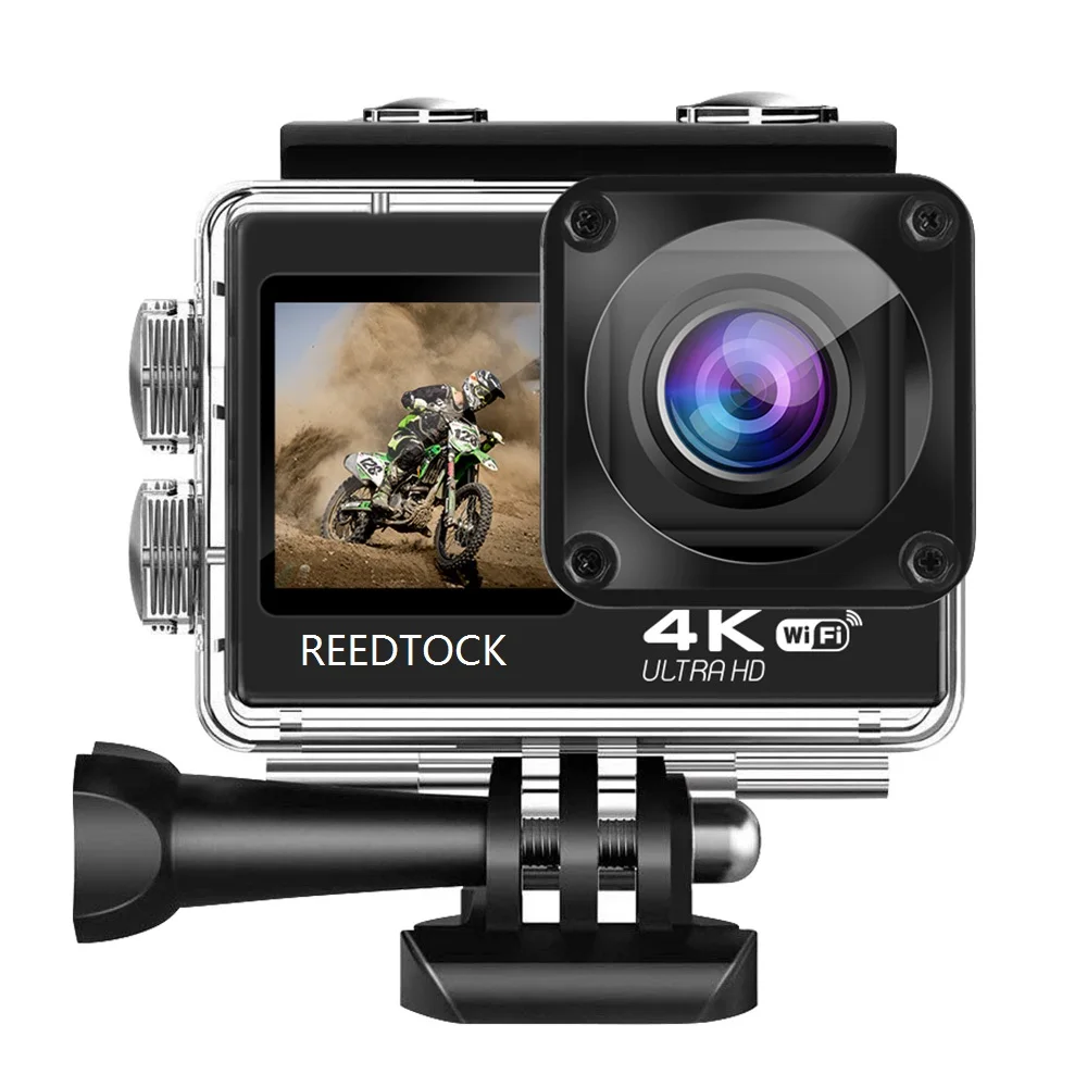액션 카메라 4K/30FPS 듀얼 스크린 수중 방수 카메라 원격 제어 WiFi 헬멧 스포츠 비디오 레코더
