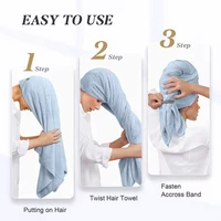 Microfiber Hair Towel Extra Large Wrap Quick Dry Hair Towel Wrap With Elastic Band , Ultra Absorbent Soft Hair Towel Wrap Turban 4