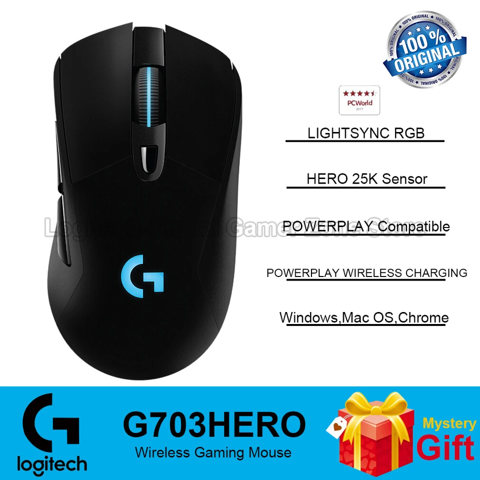 Logitech G703 Lightspeed Wireless Gaming Mouse Hero 25K Sensor