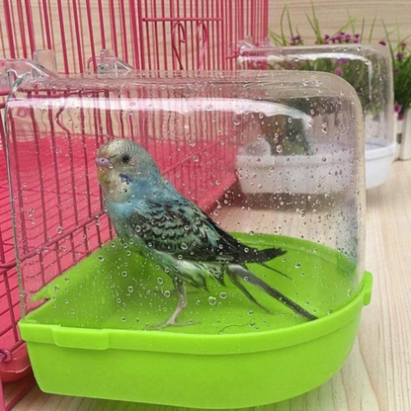 1pc transparent hanging bird hanging bathtub, parrot cage bird bathtub, clear view bird cage accessories, bird bath products