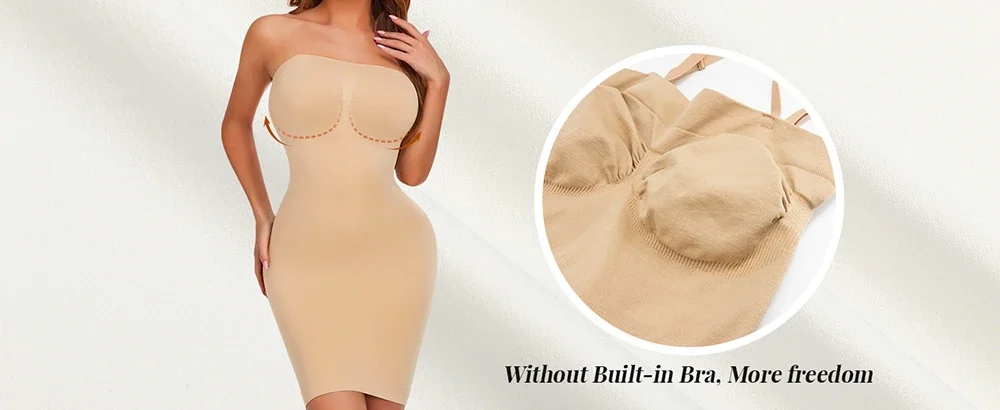 Description Picture 6 of itemMISSMOLY Women Strapless Shapewear Slip Under Dress Full Slips Dress Tummy Control Butt Lifter Full Body Shaper Corset Underwear