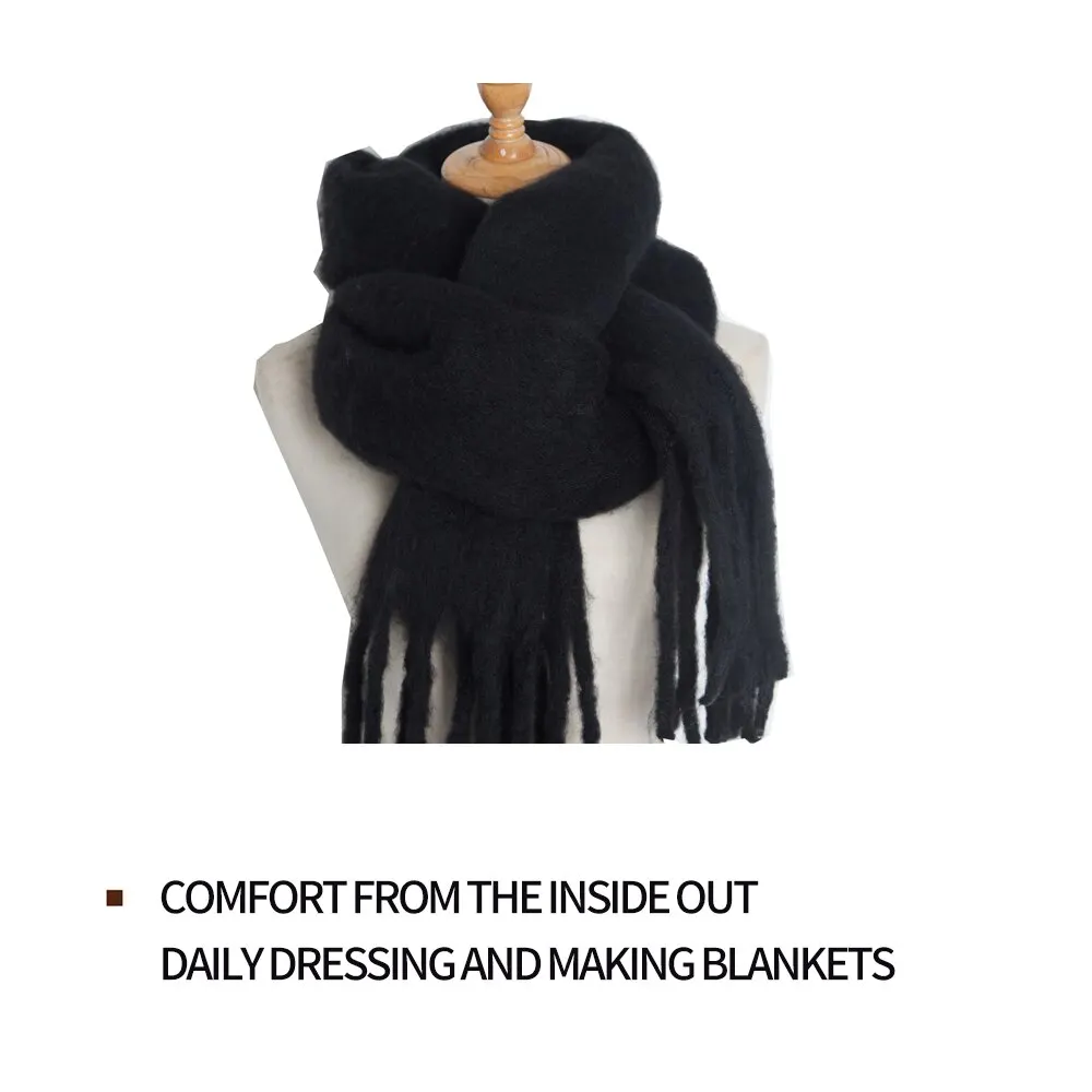Winter Accessories Women Cashmere Scarf Thick Warm Solid Cape Wraps Bandana Pashmina Long Tassel