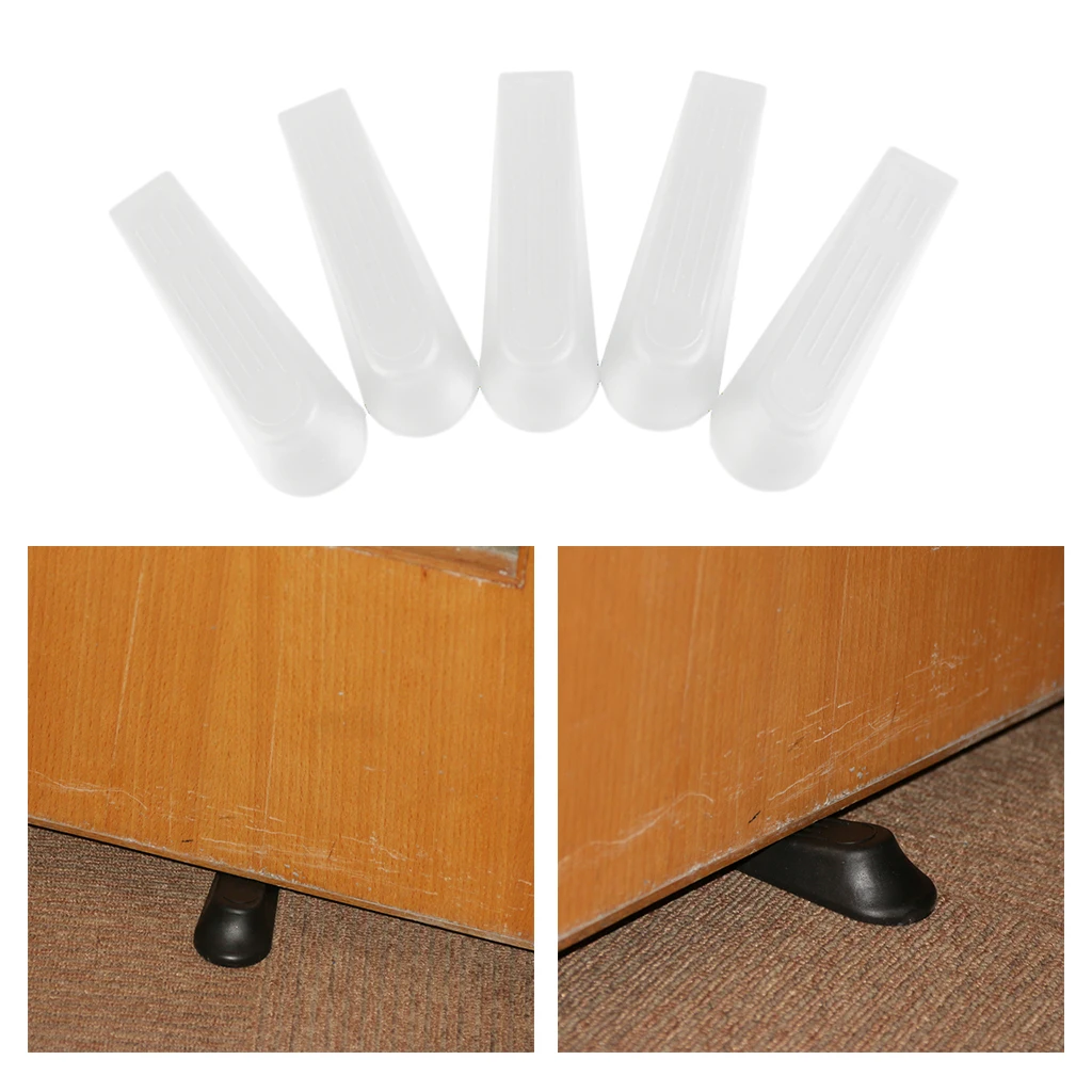 Door Stopper Silicone Door Stopper Door Stopper Bumpers 5pcs/Set Black Plastic Door Stop Stoppers Block Wedges Prevent Safety Doorstops