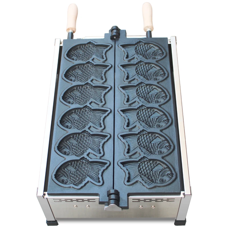 Description Picture 3 of itemCommercial 6pcs Fish Shape Waffle Maker Taiyaki Machine LPG Gas Waffle Cone Maker fish Model Non Stick Dessert  machine