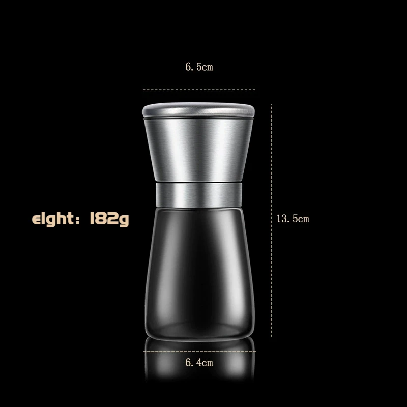 1 piece of pepper grinder, kitchen household 304 stainless steel grinding bottle, manual freshly ground sea salt and black peppe