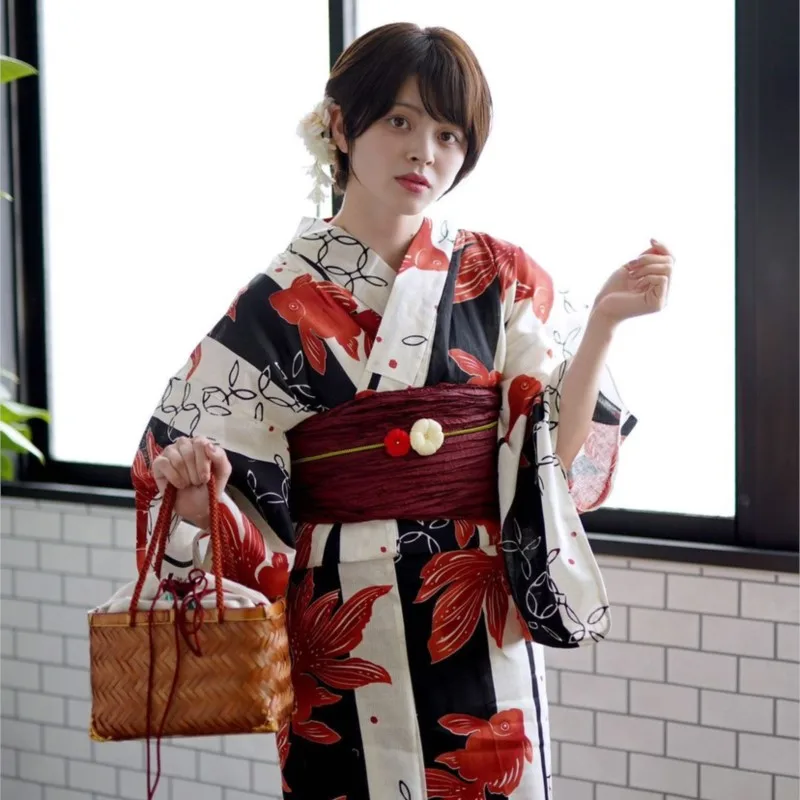 

Japanese Style Improved Kimono Dress Yukata Women's Japanese Fireworks Festival Travel Photography Kimono Clothes