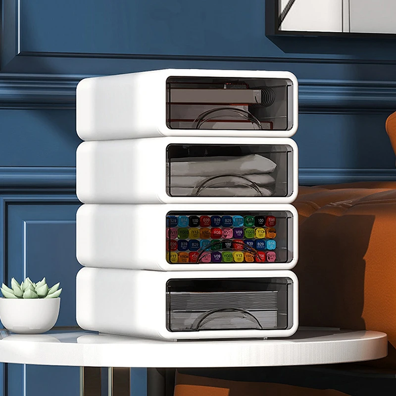 1pc Desktop Drawer Storage Box Plastic Stackable Organizer for Stationery Cosmetics Office and Dormitory Organization 1