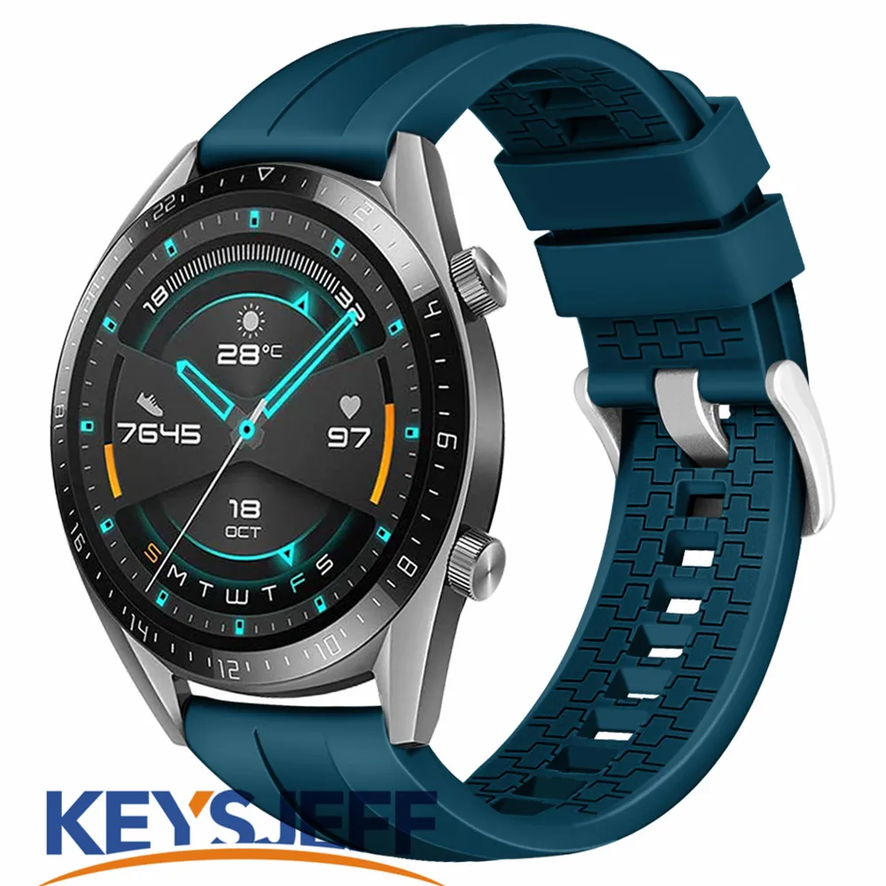 22Mm Watch Straps Compatible With Huawei Watch Gt3/Samsung Watch 3 45Mm Quick Release Silicone Sport Watch Strap For Men Wowen