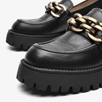 BeauToday-Mocassins en Cuir de Vache group pour Femme, Chaussures Rondes en Métal, à Plateforme JOSlip-on, Faites à la Main, I27748 5