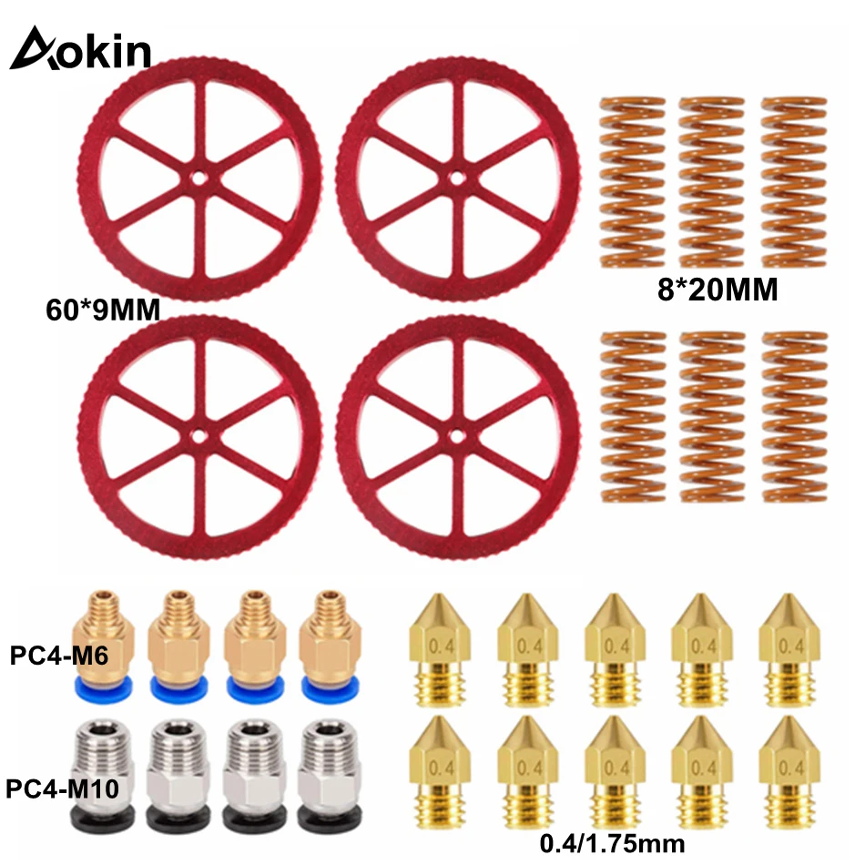 Aluminum Hand Twist Leveling Nut and Hot Bed Die Springs Printer Compression Springs For CR-10, CR 10S 10S Pro