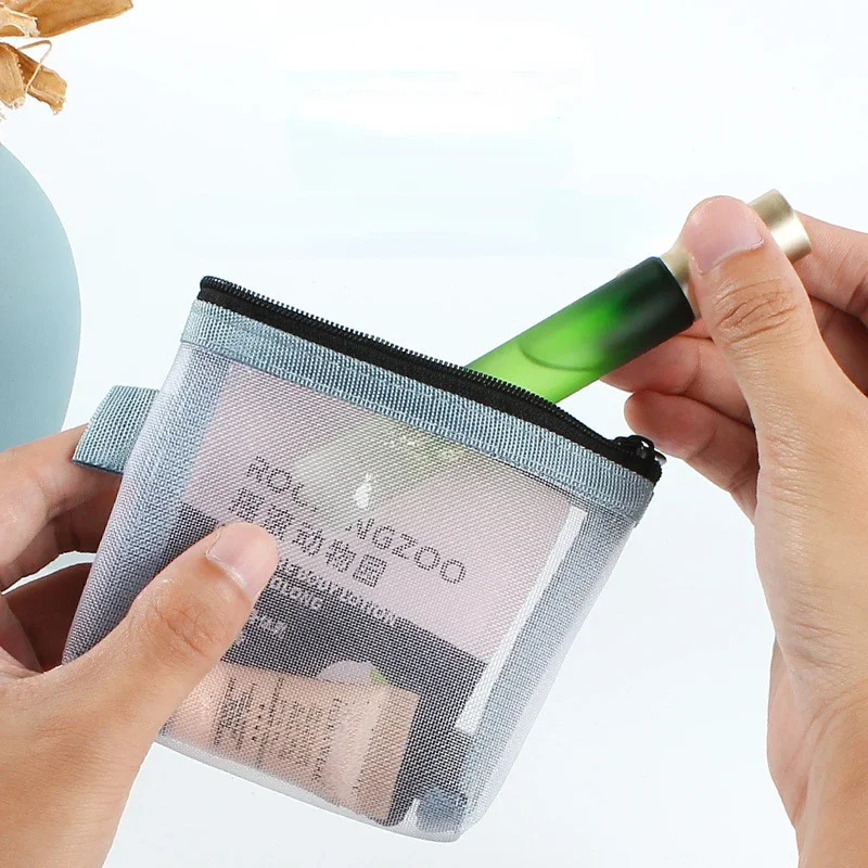 Coin Purse Coin Wallet Change Bag Card Wallet Earbuds Storage Bag Key Case Cosmetic Bag Clear Mesh Portable Mini Coin Bags Purse ID Credit Card Holder Key Earphone Data Line Storage Bag Small Makeup Case Cosmetic Bag