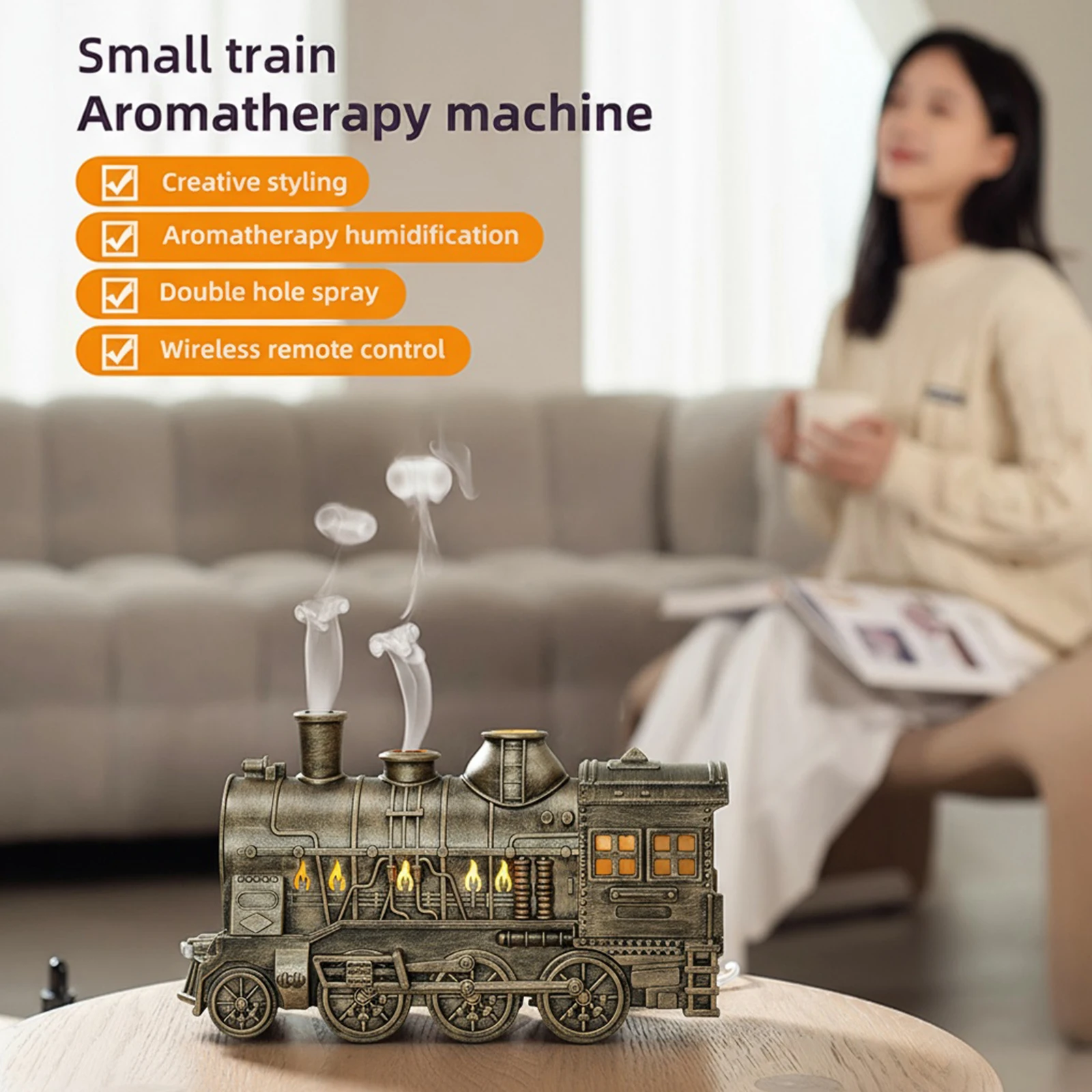 Train Shape Air Humidifier Jellyfish Spray Essential Oil Aroma Diffuser Remote Control With LED Lighting Ultrasonic Aromatherapy