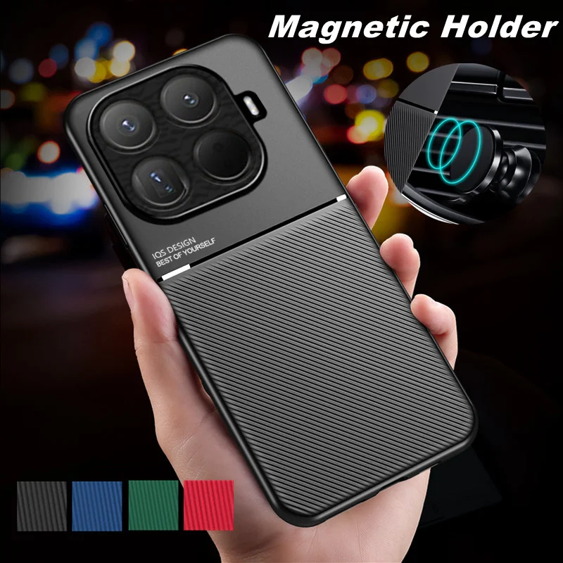 Magnetic Rugged Non-Slip Protective Phone Case with Built-in Metal Plate