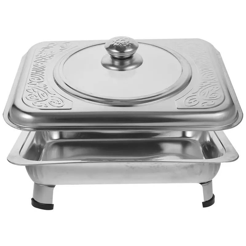 Stainless Steel Food Warmer Chafing Dish Food Tray Chafer Set Pan Dishes Warmer Server Warmers Metal Pot Pans Catering Warming Trays