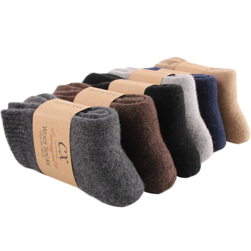 1 Pairs Men Women Wool Socks Couples Winter Snow Thermal Cashmere Marino Chrismas Gift Solid Thickened Fleece Terry Loop Socks