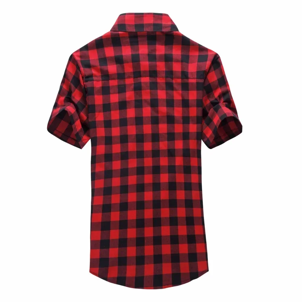 

Рубашка мужская в клетку, блуза с короткими рукавами, черная и красная, лето 2022