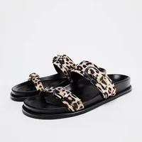 2025 Women's Summer Shoes Casual Platform Leopard Print Outside Beach Shoes for Ladies Open Toe Plus Size Fashion Footwear