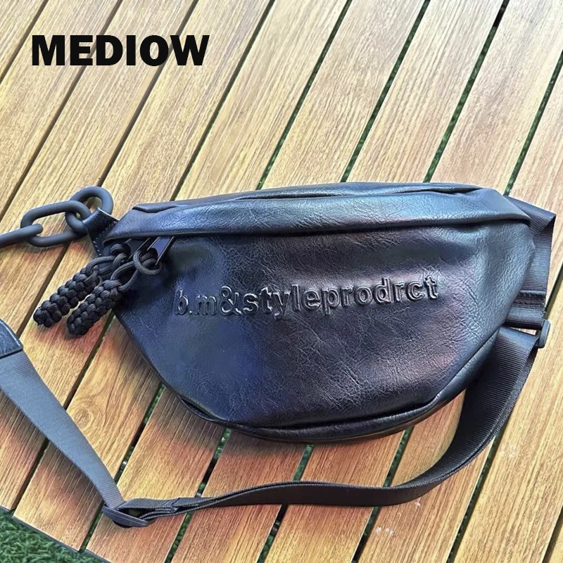 

MEDIOW Sling Half Moon Chest Bags For Women Luxury Designer Handbags Purses 2024 New In PU Embossed Letters Fanny Pack Shoulder