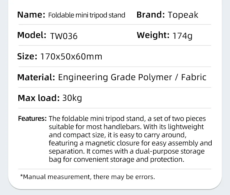 Topeak Fahrrad 2 Stück faltbarer Mini-Stativ ständer Fahrrad display Reparatur ständer geeignet für die meisten Lenker & Mehrzweck-Aufbewahrung tasche – Detail 3