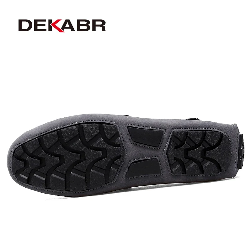 DEKABR Loafers Men Handmade Leather Shoes Black Casual Driving Flats Blue Slip-on Moccasins Men Shoes Plus Size 46 47 48