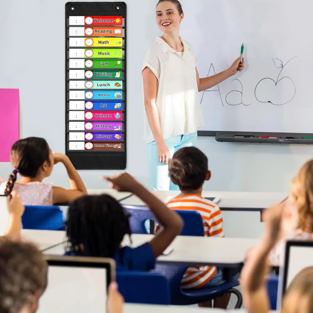 

Kids Schedule Pocket Chart Educational Pocket Chart Classroom Educational Chart 13+1 Pocket Schedule Pocket Chart With Dry-erase