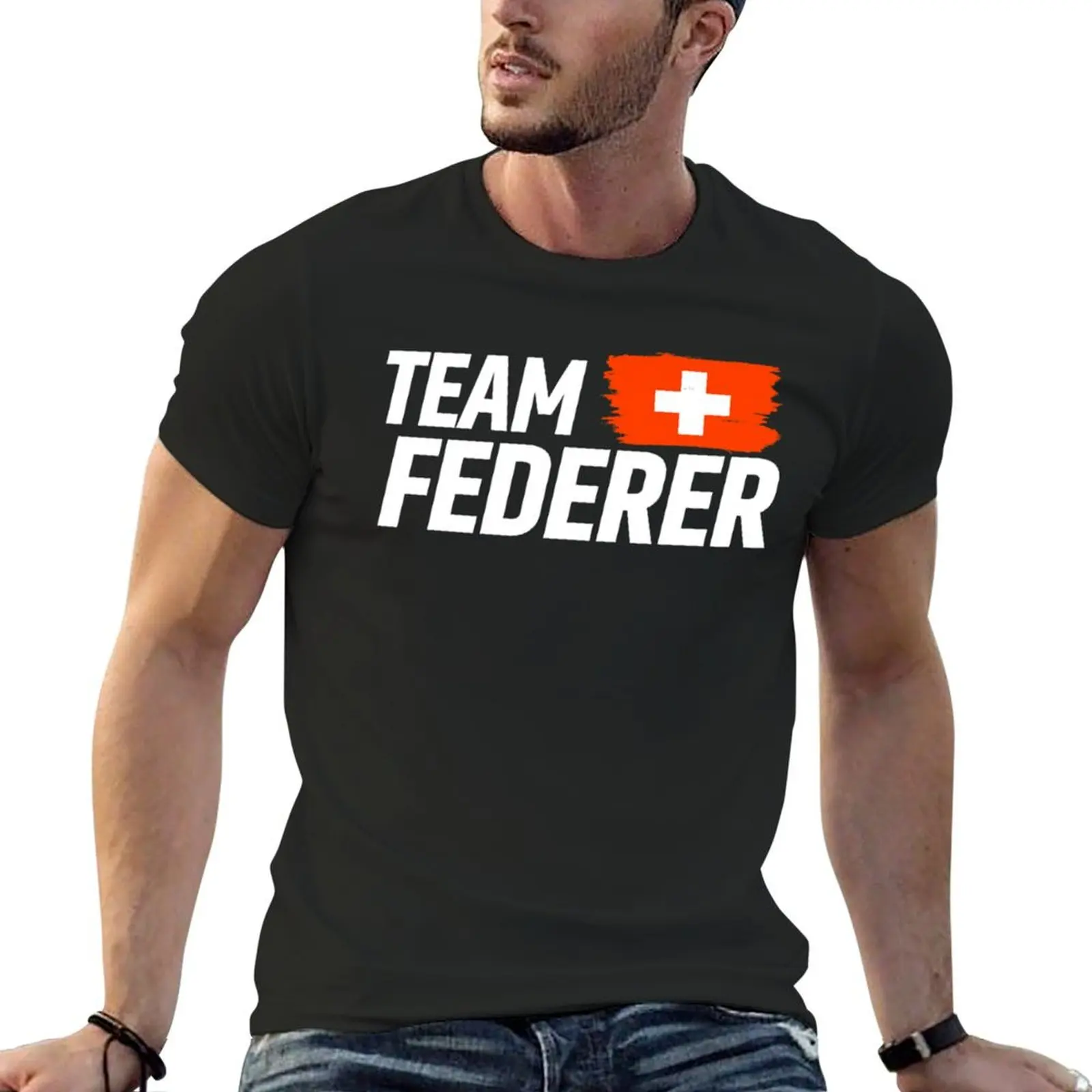 

Team Federer Switzerland flag T-Shirt custom t shirt kawaii clothes plus sizes t shirts for men cotton