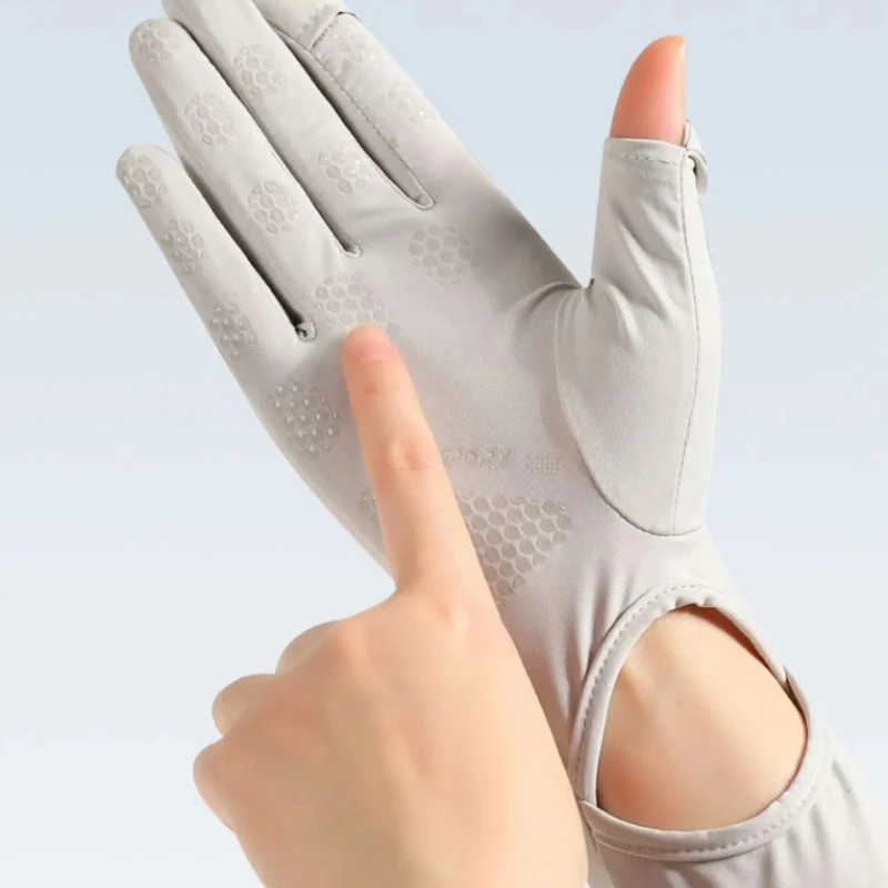Sun Protection Gloves Women's Long Ice Silk Sleeve Cover Summer Outdoor Cycling Driving Anti-UV Touchscreen Finger cover Sleeves