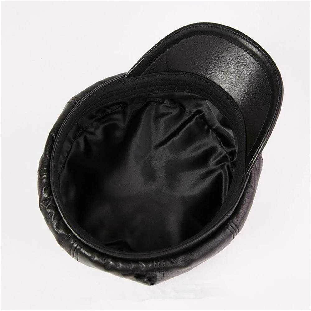 Genuine Leather Hats Women Newsboy Cap Beret Autumn Winter Cotton Newsboy Cap Berets Hat