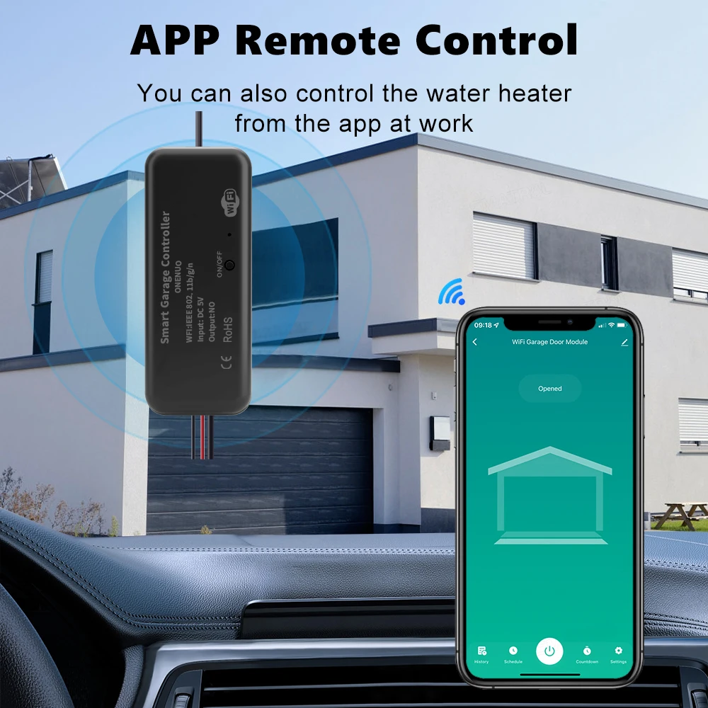Smart Gate Opener ONENUO Tuya WiFi Switch Smart Garage Door Opener Controller Work with Alexa Echo Google Home Smart Life (Support DC5V 1A Adapter)