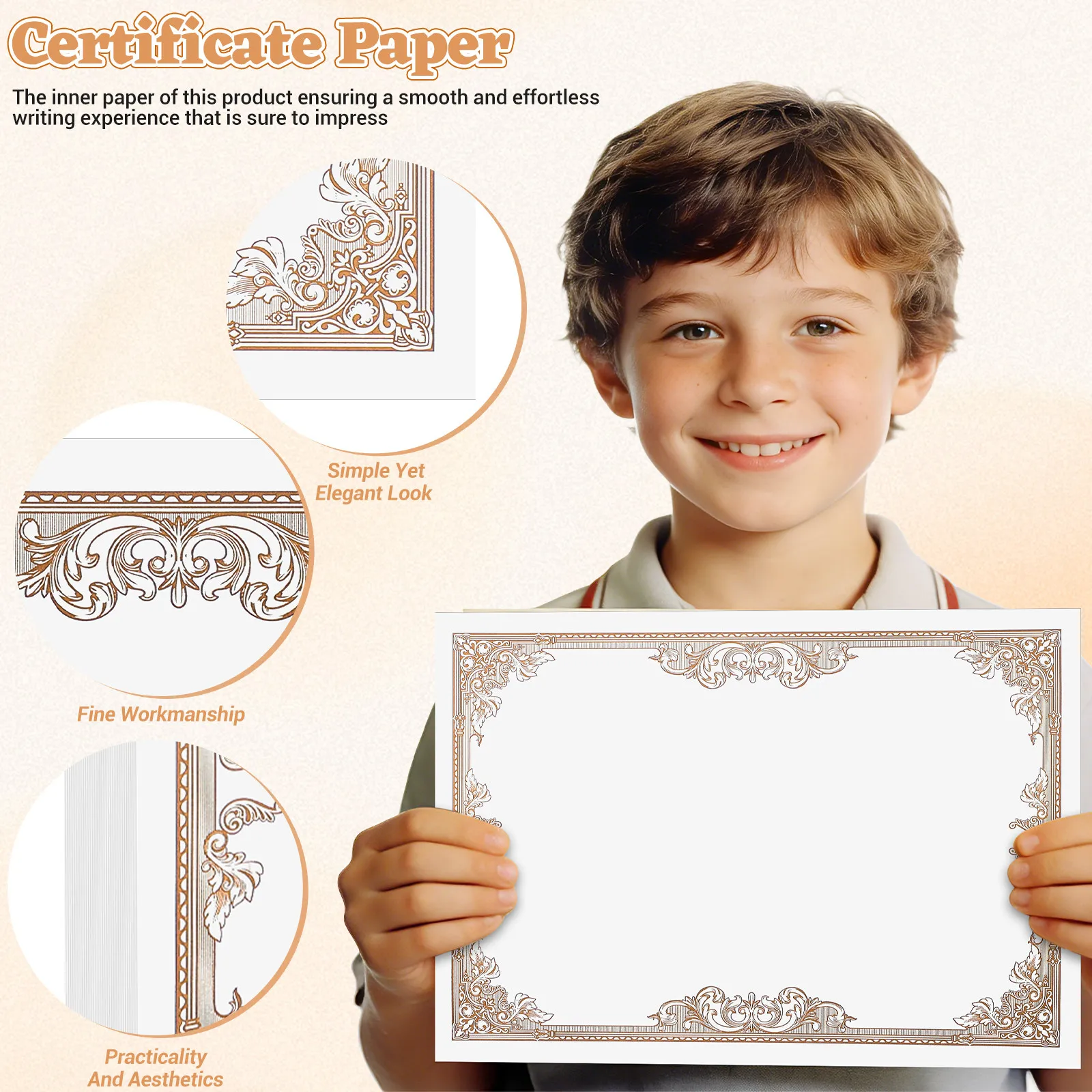 30Pcs 빈 인증서 용지 학위증 내부 용지 쓰기 가능 부드러운 마감 학술상 학교용 우아한 디자인