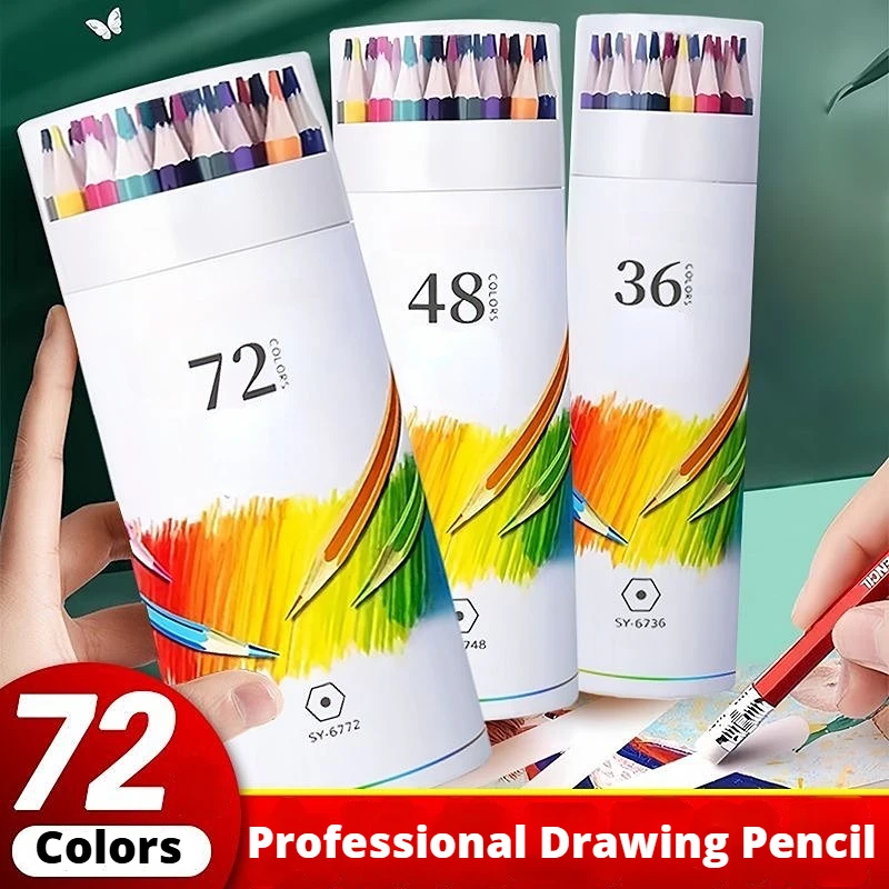 Colored Pencils Set Watercolor Drawing Pencils Cases Professional Drawing Sketching Art Supplies 36/48/72Pcs