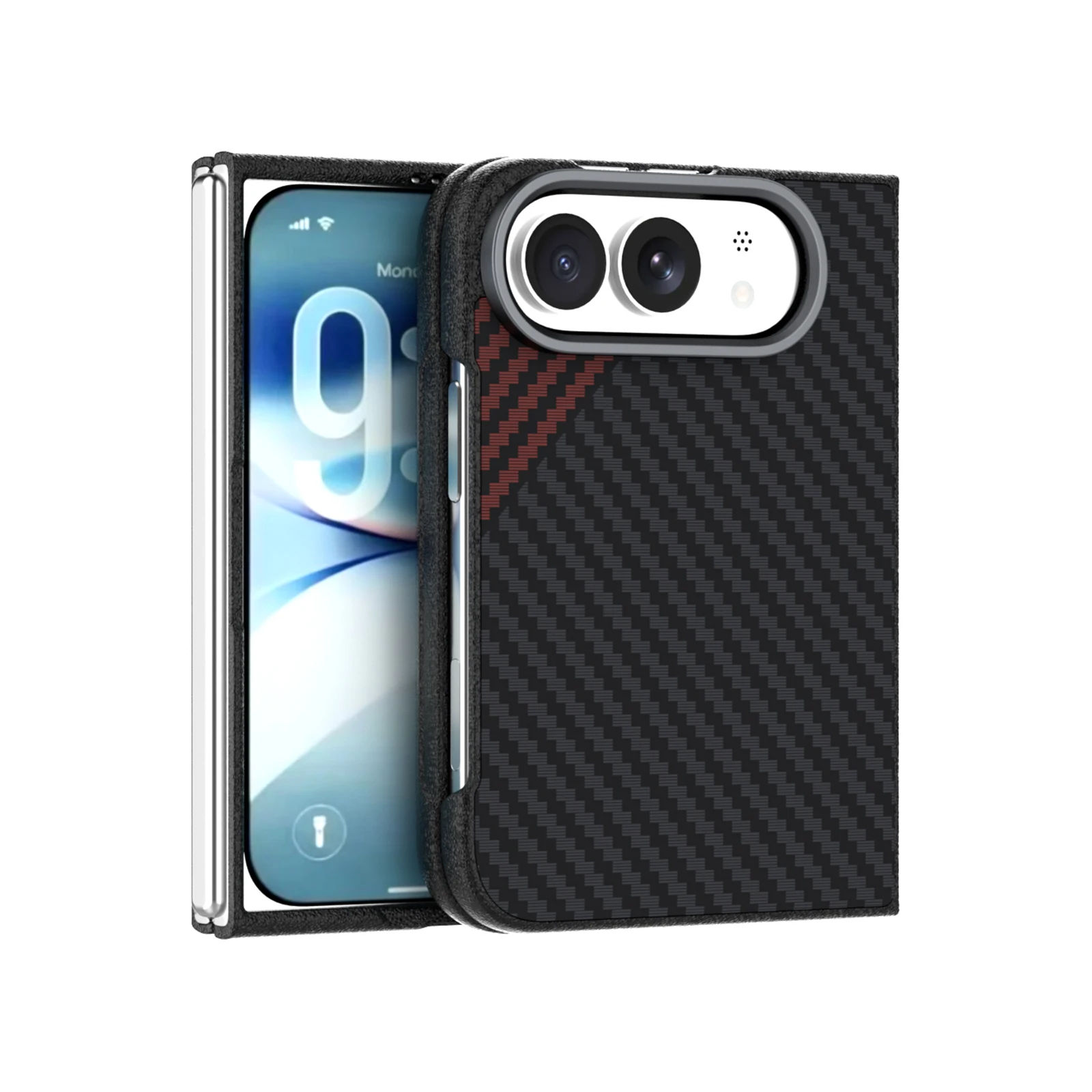 Premium Magnetic Carbon Fiber Texture Case - Skin-Friendly PC Cover with Wireless Charging Compatibility
