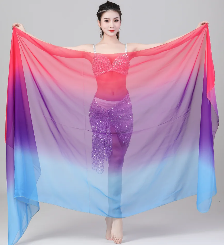 

Qsuccua Women's Belly Dance Gradient Scarf Dance Veils and Hand Scarves Gradual Colors 1.2mx2.2m/47"x86";1.2mx2.5m/47"x98"