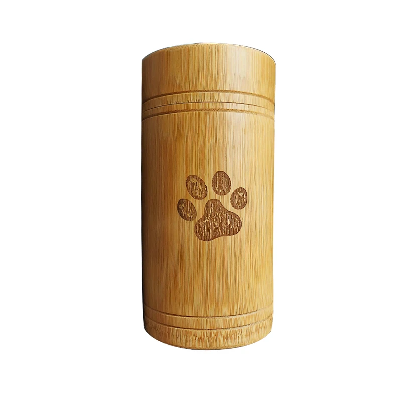 Handmade Bamboo Pet Urns Dog Paw Cat Foot Pattern Cremation Ashes Urn Keepsake Casket Columbarium Urns for Cat Dogs Accessories