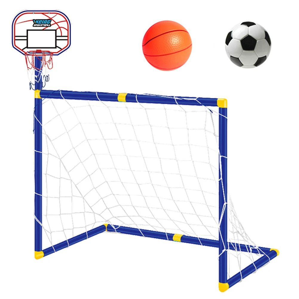 Detachable Toddlers Football Goal Soccer Door Gate Post Set Football Goal Fun Games Toys with Basketball Stand Football Goal