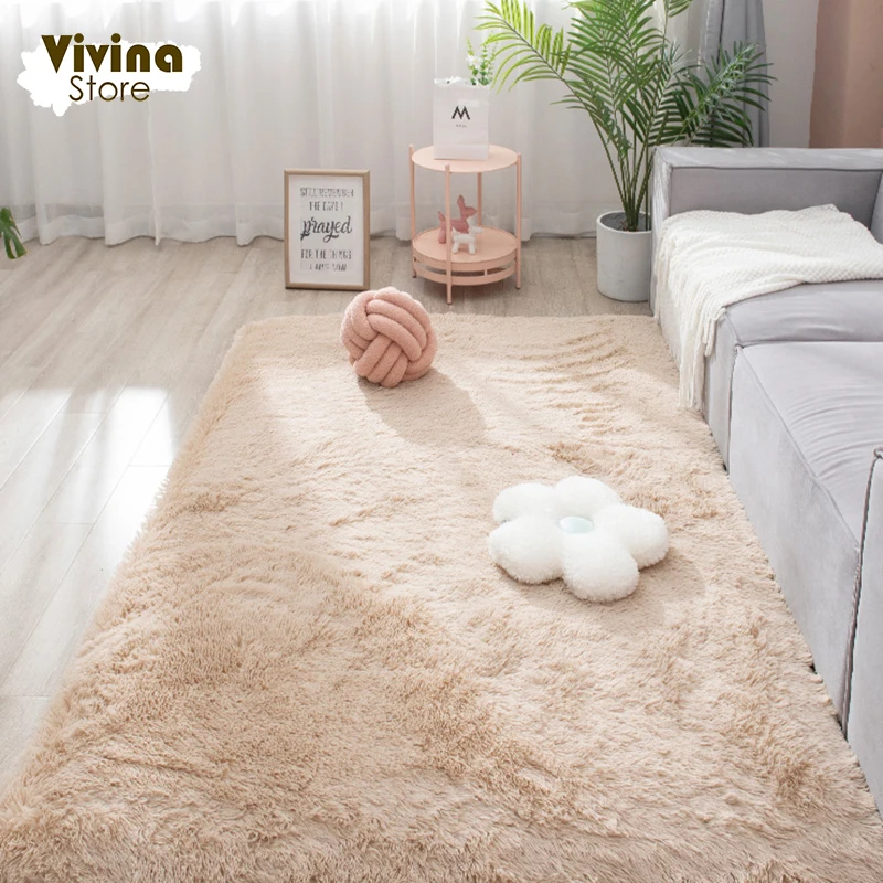 Fluffy Floor Mat Carpets For Bedroom White Plush Carpet Nordic Style For Kids Room Coffee Table Rug Cute Room Decor Soft Shaggy