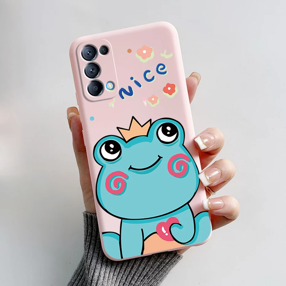 Cute Bear Cartoon Frog Silicone Soft Cover for OPPO Reno5/Reno5 Pro 5G