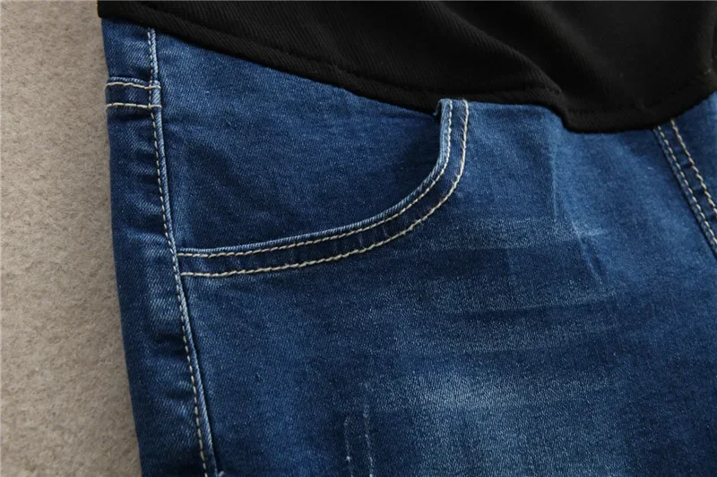 Blue Maternity Denim Shorts, Stretch Belly Rolled Up Jeans for Pregnant Women, Casual Pregnancy Clothes XXL- M