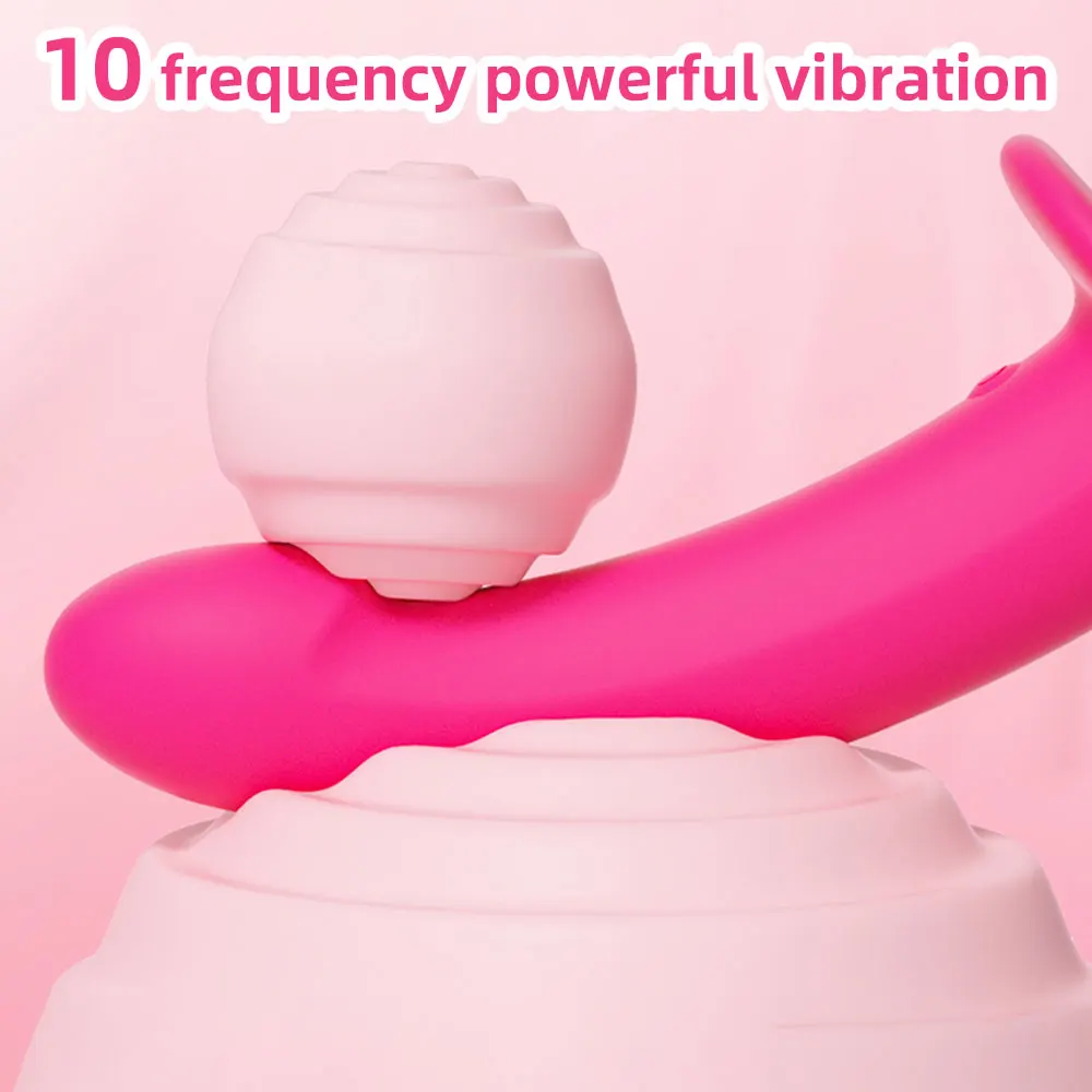 HeartCaptor Strap-On Vibrating Dildo Adjustable Harness 10 Modes Silicone Wearable Sex Toy for Women - Details 5