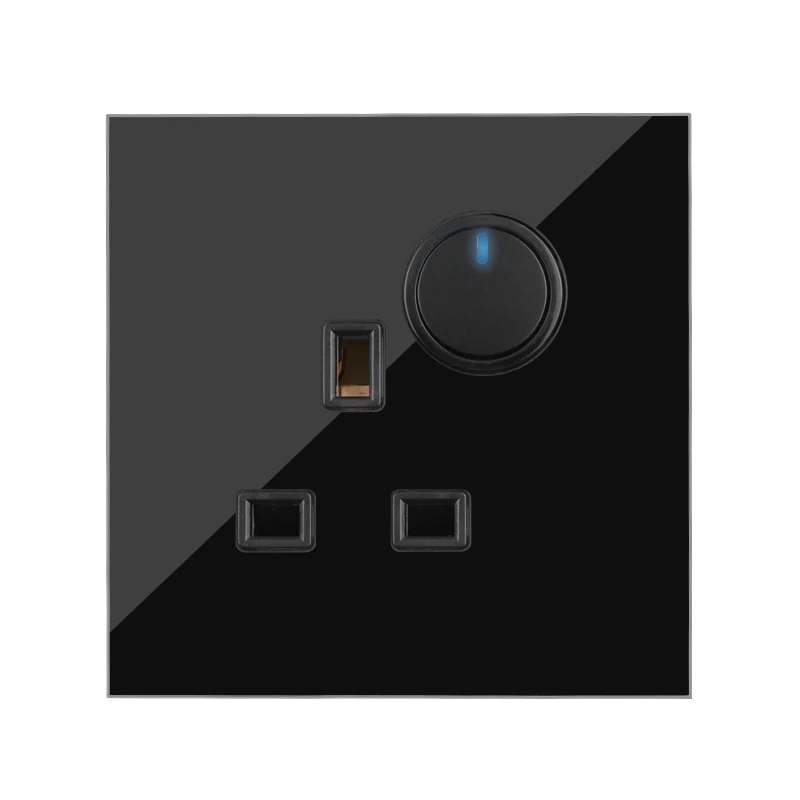 10A UK Power Socket Electrical Outlet 86 146 Type Wall Socket Black