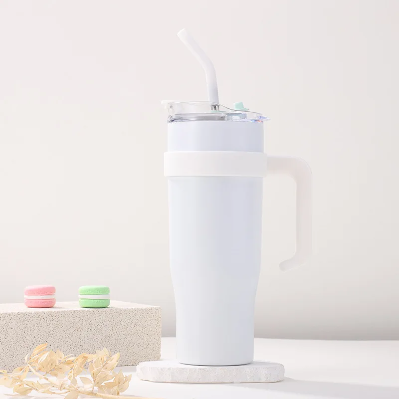 thumbnail image 1 of 40Oz Bingba Cup with Handle 304 Stainless Steel Straw Car Cup Household Large Capacity Thermos Cup, 1 of 5