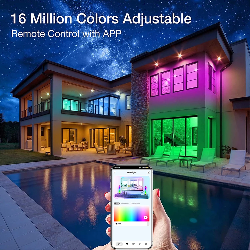 DC 12V LED Strip Light RGB 5050 Music Sync Color Changing Sensitive App Control Flexible Gaming Desk Lighting TV Backlight 4